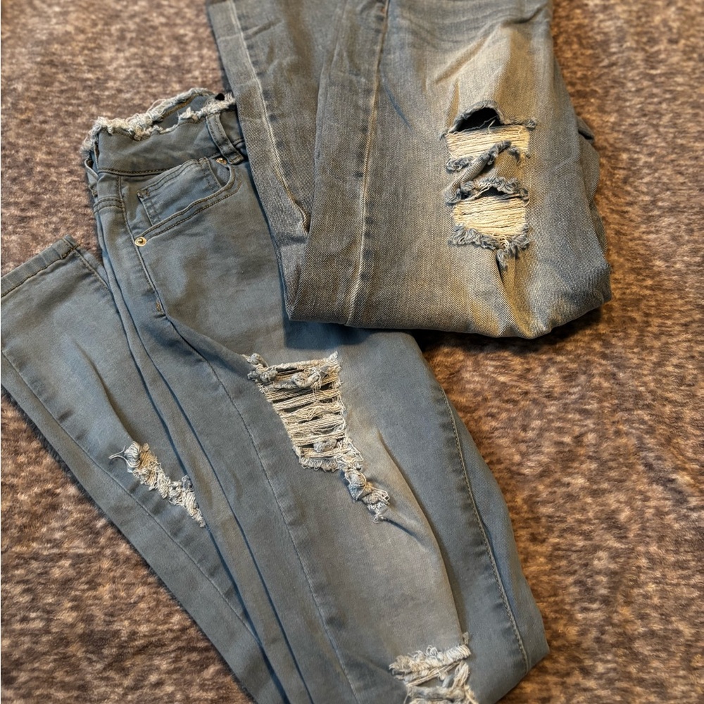 Distressed Blue Jeans